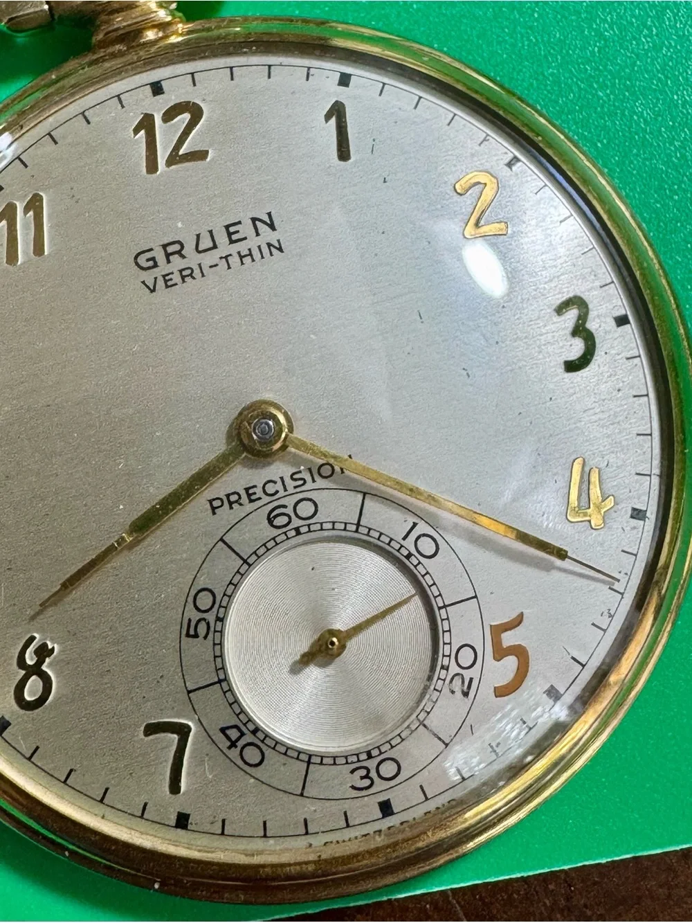 Vintage Gruen Veri-Thin Precision 17 Jewel Pocket Watch 10K GF Runs Original Box